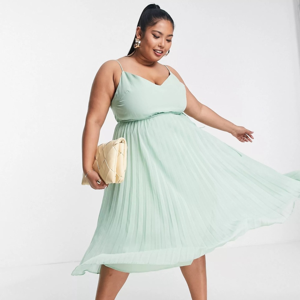 ASOS CURVE - Bridesmaid / Formal Midi Dress (Mint Green) w/ Drawstring Waist